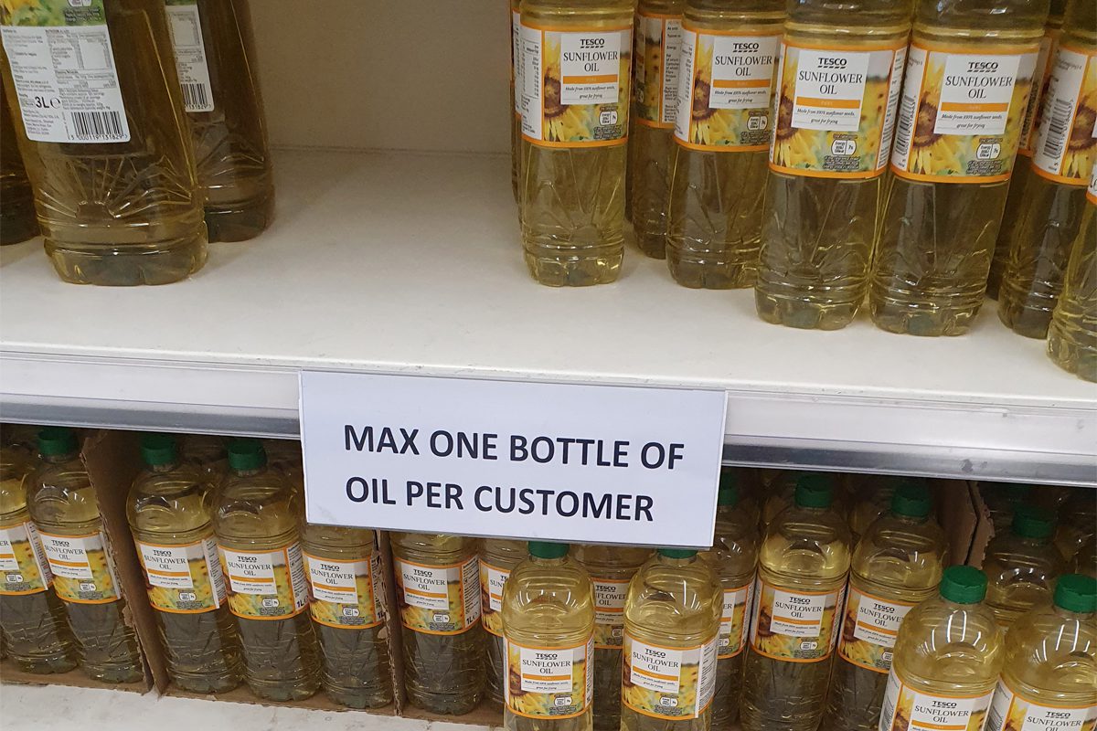 Tesco veg oil shelves low stock