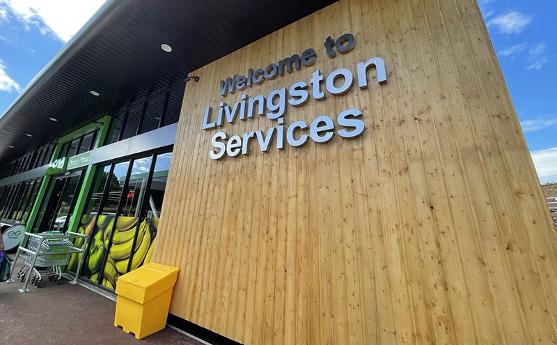 exterior of asda livingston service station