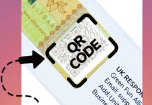 Illustration pointing to a QR Code