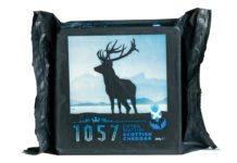 Packaging of 1057 scottish cheddar cheese with stag illustration