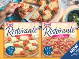 New Ristorante PMPs support convenience and independent retailers Image shows packaging of two ristorante pizza's with new price marking