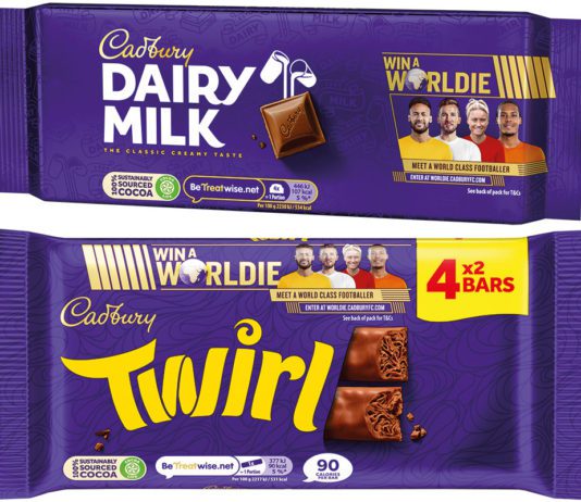 Kick about with stars Cadbury chocolate bars