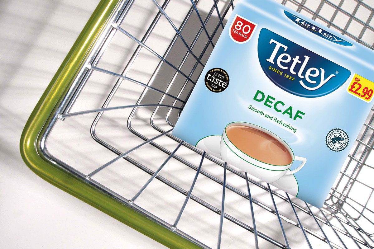 Tetley tea in a basket