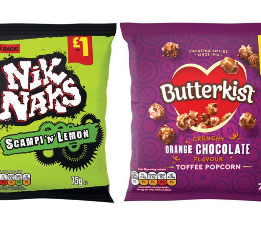 Scampi in a £1 pack NikNaks and Butterkist