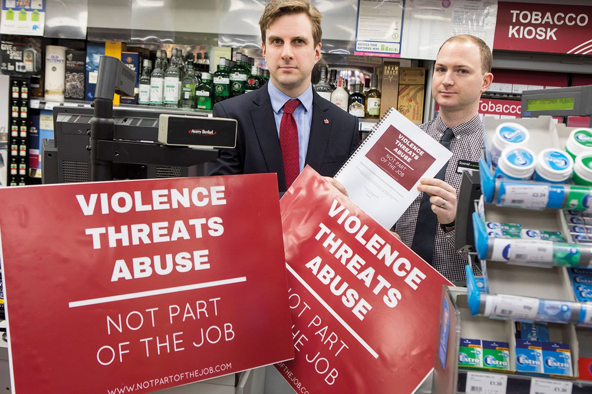 Daniel Johnson MSP (left) at the launch of his retail crime bill campaign.