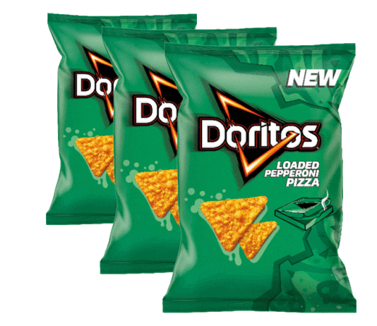 Doritos new pepperoni flavour perfect for sharing Green packets of new Doritos Pepperoni flavour
