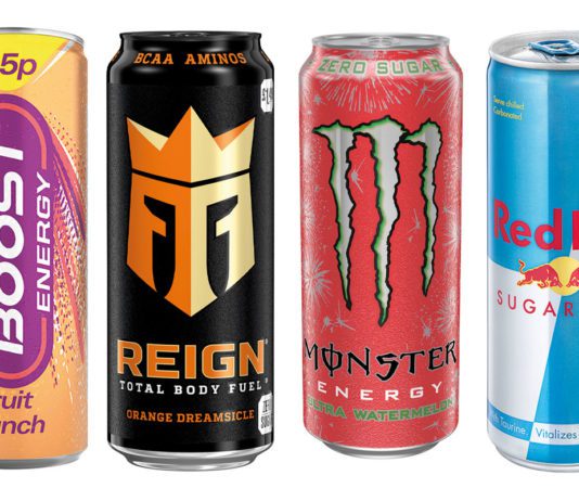 Shoppers thirsting for healthier energy drinks cans of low sugar energy drinks including boost monster and red bull