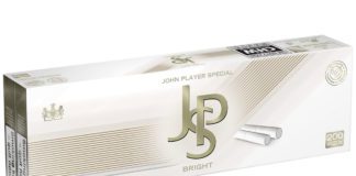 Image shows a pack of JPS Bright cigarettes