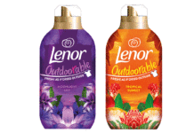 Two bottles of Lenor Outdoorable Purple and Orange