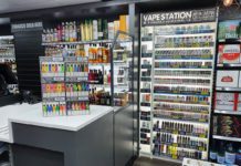 photograph of a vape retailer shop display