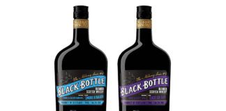Two bottles of black bottle blended whiskey