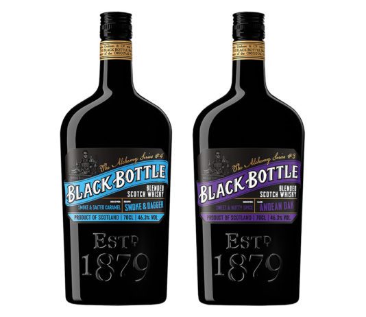 Experiment expressions from Black Bottle Two bottles of black bottle blended whiskey