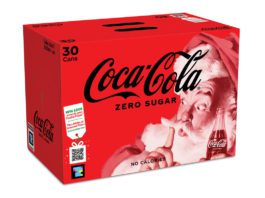 Coca-Cola festive packs want to be at the party box of coca cola cans with santa claus imagery