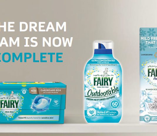 Sensitive launch from Fairy Advert showing the Fairy non-bio range