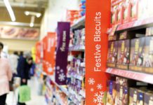 supermarket aisle of festive items