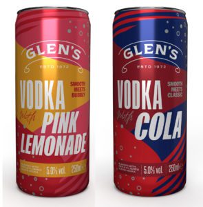 cans of Glens RTD vodka mixes