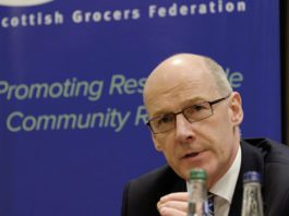 Scottish retail leaders welcome freeze on business rates John Swinney at the SGF hustings