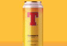 a can of tennent's lager of a yellow background