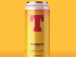 Scotland’s No.1 Alcohol Brand: Tennent’s a can of tennent's lager of a yellow background