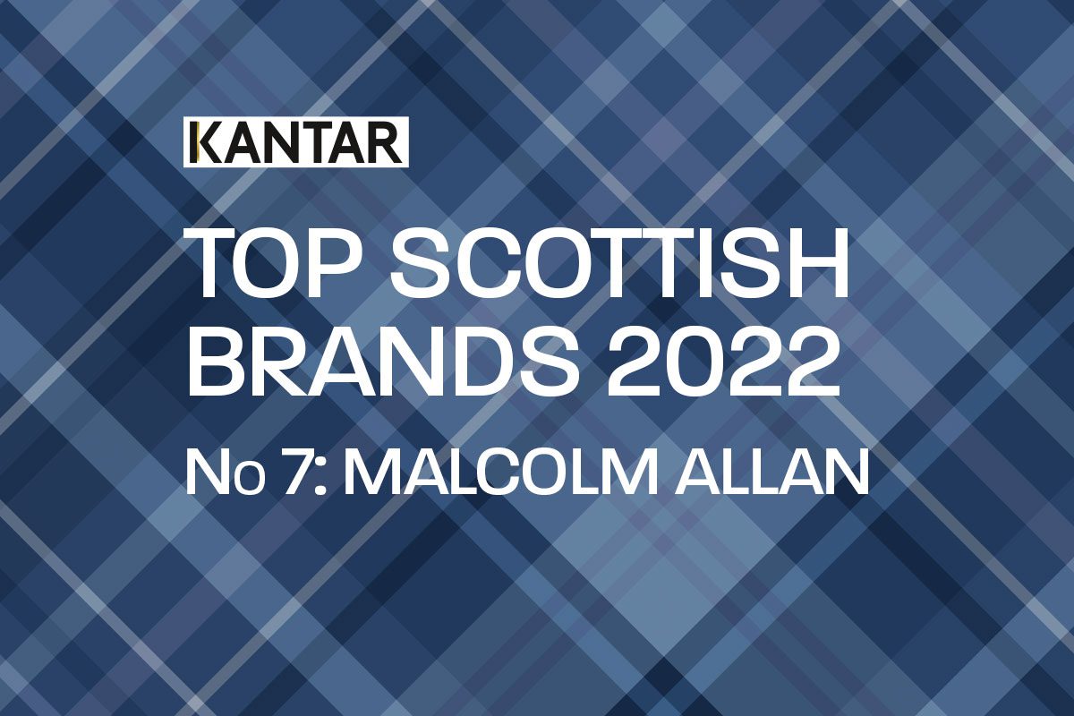 Tartan banner reading top scottish brands number 7 malcolm allan