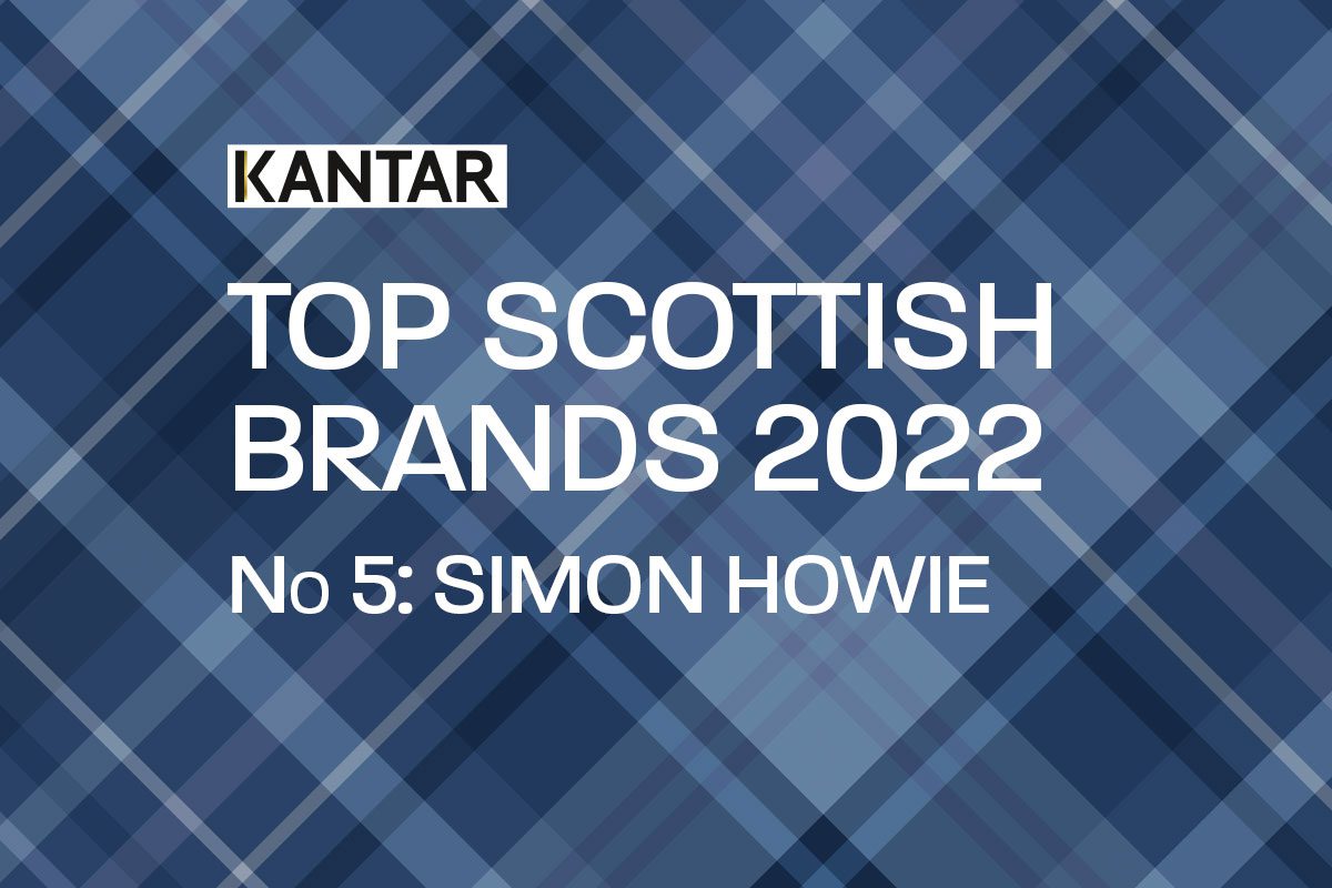 Tartan banner reading top scottish brands number 5 simon howie