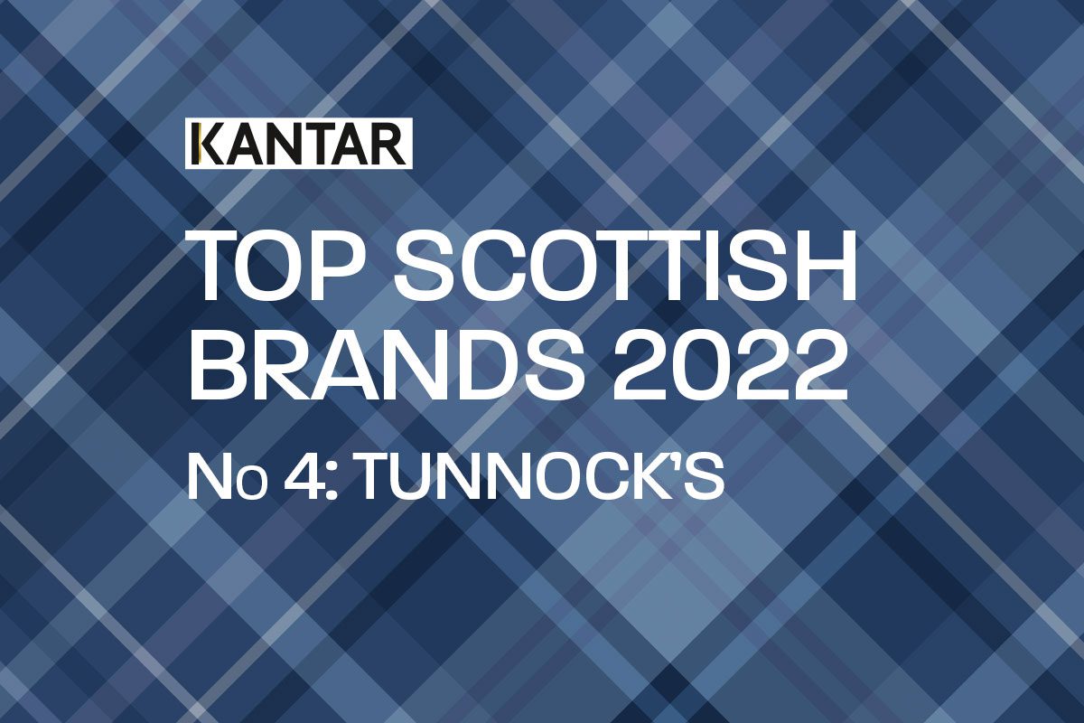 Tartan banner reading top scottish brands number 4 tunnocks