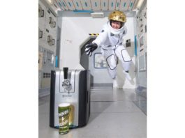 Launch is a space oddity astronaut reaching for a pint of beer