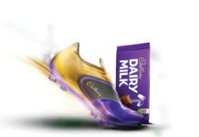 football boot and a bar of dairy milk