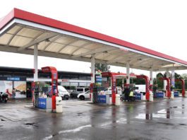 Travelling in the right direction petrol forecourt