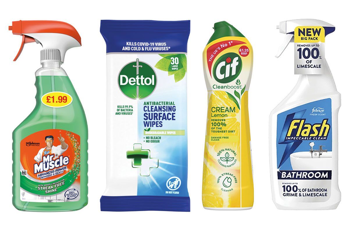 variety of cleaning products