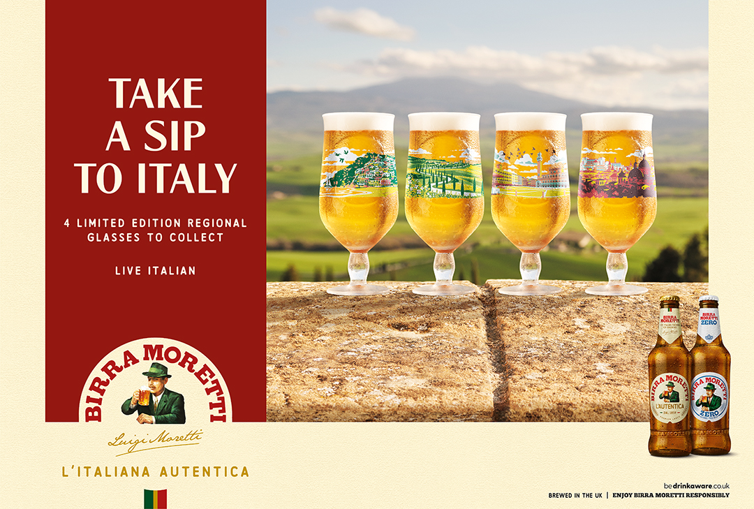Four new Birra Moretti glassware have been created as part of Heineken's latest marketing push for the brand.