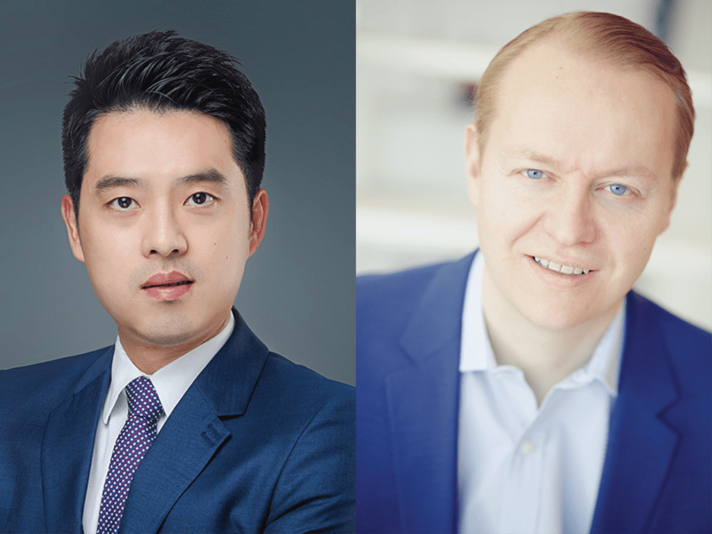 Headshots of Alibaba.com general managers, Jijay Shen and Roland Palmer