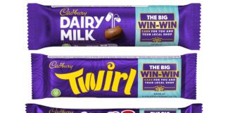 Cadbury chocolate bars with The Big Win Win promotion packaging
