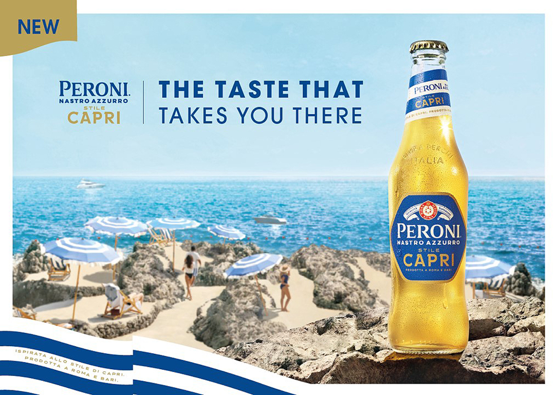 Advert for the new Peroni Nastro Azzuro Capri variant