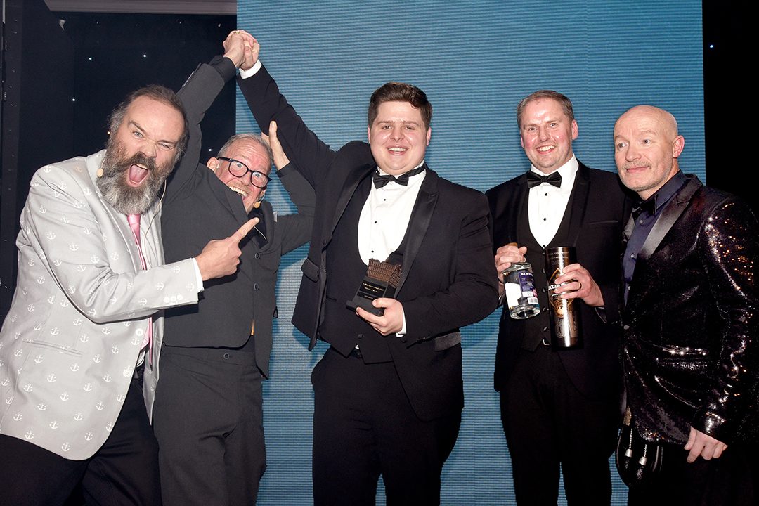 Employee of the Year 2022 award for Rory Watson from Cults Store - Keystore in Aberdeen with Greg Hemphill, Ford Kiernan, and Craig Hill