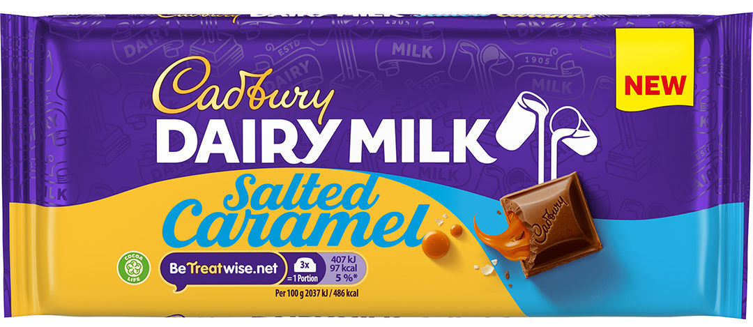 New Cadbury Dairy Milk Sated Caramel tablet bar
