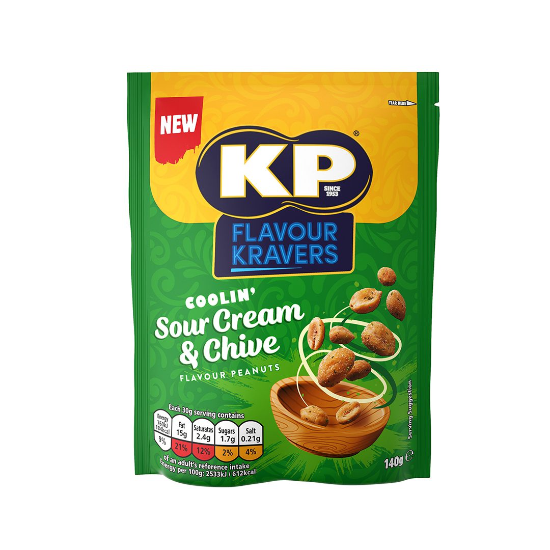 Packet of KP Nut Flavour Kravers Sour Cream & Chive variant