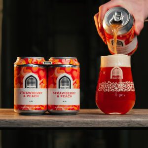 The Vault City Strawberry and Peach sour beer four-pack.