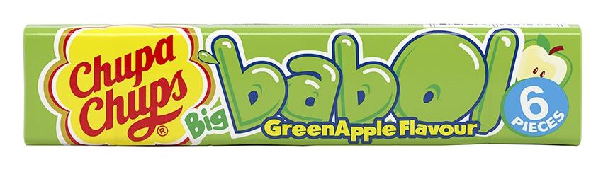 Chupa Chups Big Babol Green Apple chewing gum.