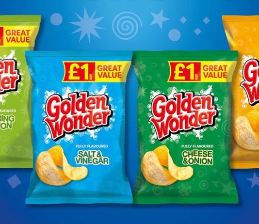 Golden Wonder launches best-selling crisps in £1 PMPs The Golden Wonder Fully Flavoured £1 PMP range.