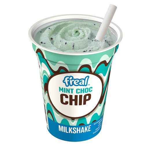 F'real milkshake's new Mint Choc Chip flavour.