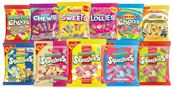 Swizzels range of PMP hanging bags of sweets.