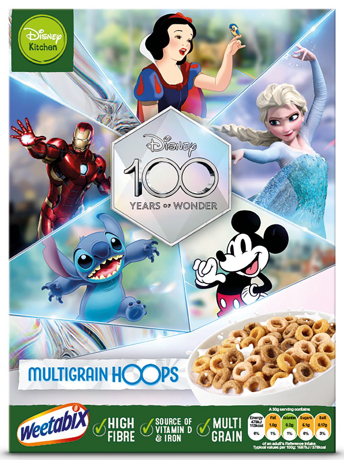 The Weetabix Walt Disney 100 Years of Wonder Multigrain Hoops pack.