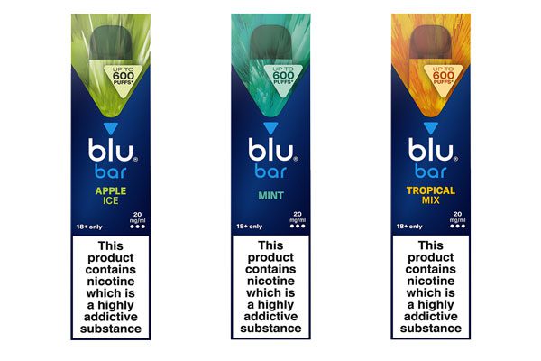 Blu Bar Apple Ice, Blu Bar Mint, Blu Bar Tropical Mix packs