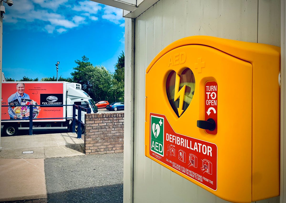People at Fife Creamery's Kirkcaldy site are no more than a minute away from an AED unit.