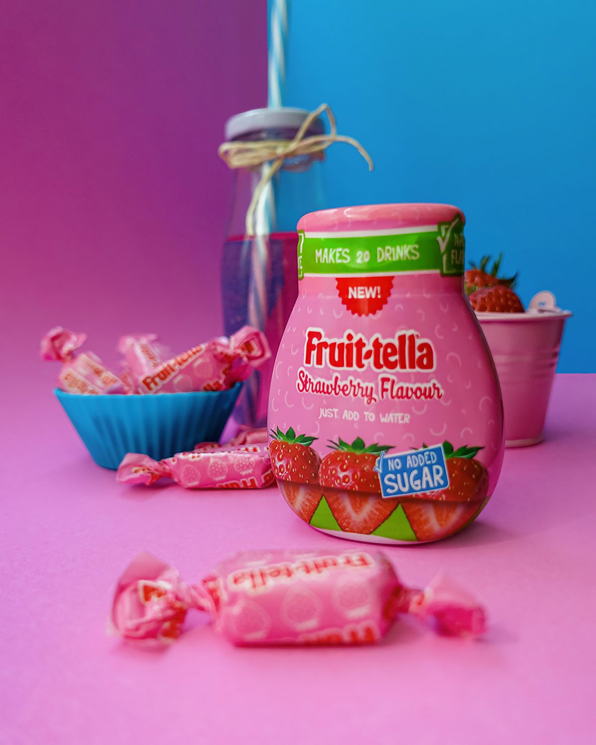 The Strawberry flavour Fruittella Water Enhancer from Manchester Drinks.