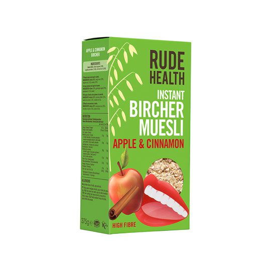 Rude Health Instant Bircher Muesli Apple & Cinnamon.
