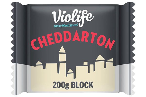 Pack shot of the new Violife Cheddarton vegan cheese.