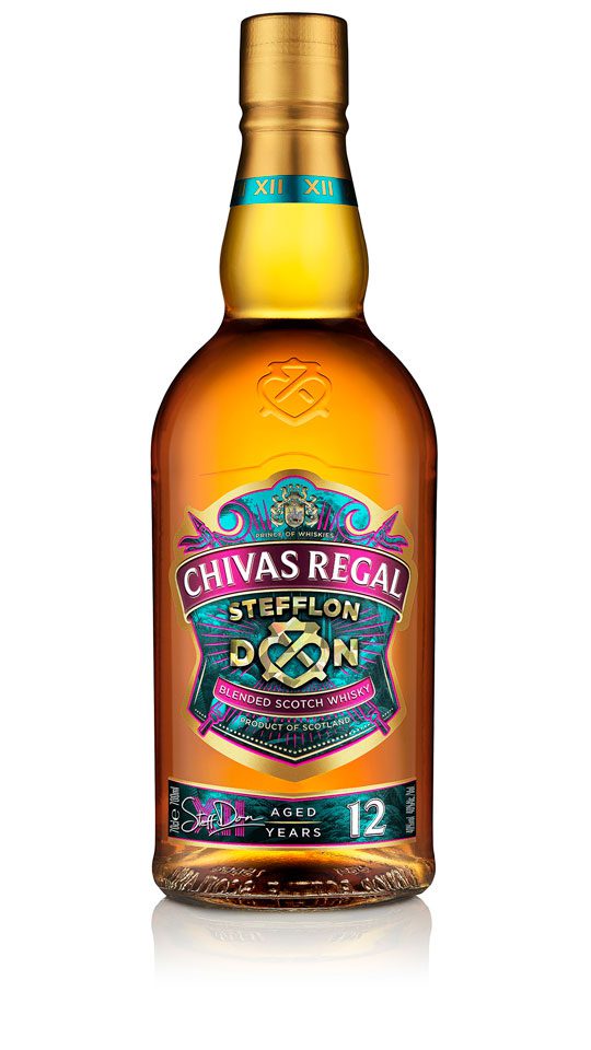 Pack shot of the new Chivas Regal 12 Stefflon Don limited edition bottle.