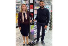 Eve Peters and Anand Cheema kickstarted the SGF’s new pilot in Cheema’s store Costcutter – Fresh in Falkirk.